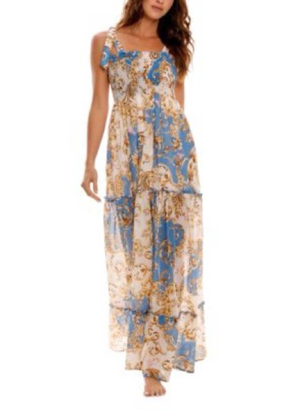 NWT Aqua Bendita Luceyr Blush Maxi Dress in Multicolor - Size L